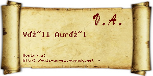 Váli Aurél névjegykártya